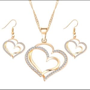 Luxury Gold Plated Heart Neacklace/earring Fashion Jewelry Set